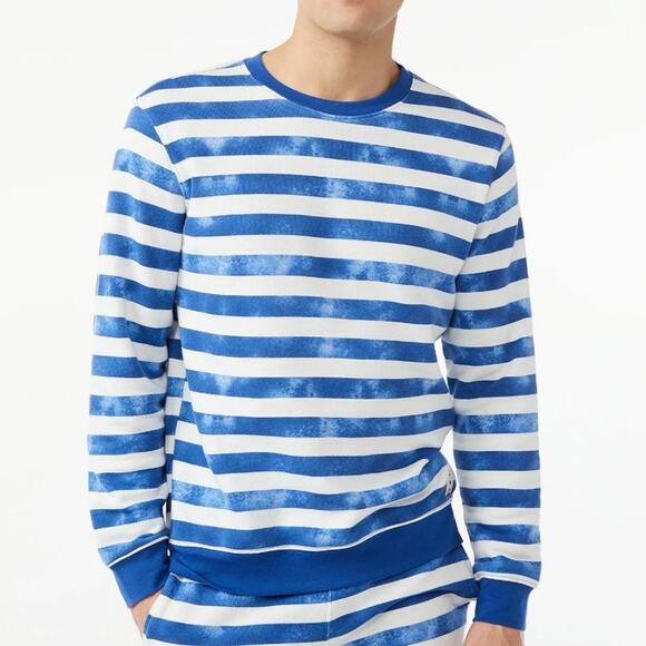 Free Assembly Stripe French Terry Sweatshirt Vintage Wash Blue Men's Medium - Picture 8 of 9